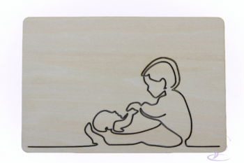 Houten kaart broer met baby