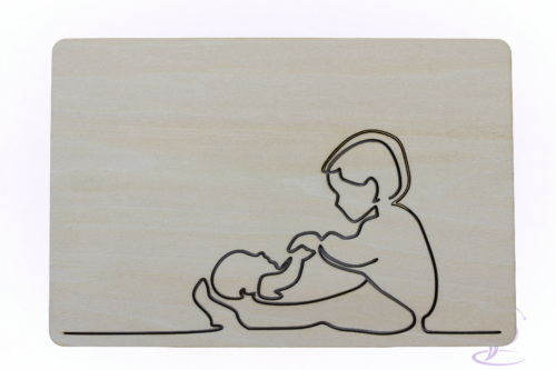 Houten kaart broer met baby