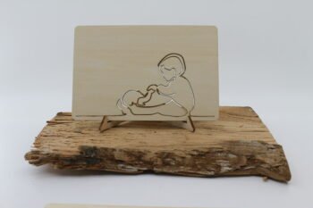 Houten kaart broer met baby